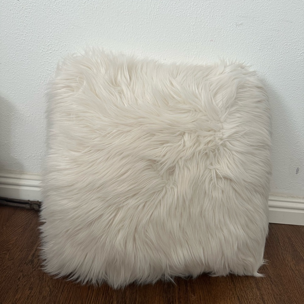 Fluffy White Faux Fur Pillow